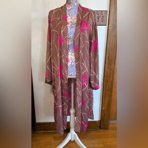 a new day Brown and Pink Floral Kimono